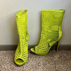 Lace Neon Green Booties